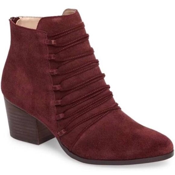 Sole Society Bellevue Bordeaux Corset Ankle Booties Sz 7.5 - Picture 1 of 8
